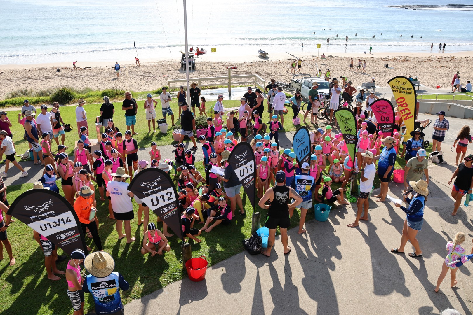 Nippers and volunteers on Mollymook Beach